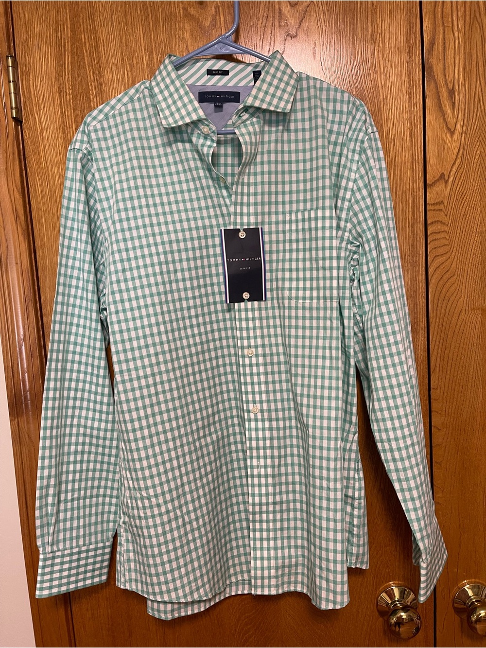 Tommy Hilfiger Green Gingham Long-Sleeve Button-Up Shirt